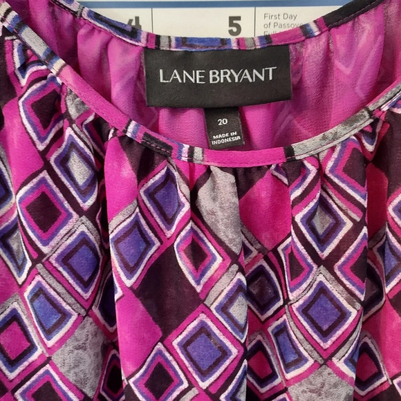 Lane Bryant Purple Geometric Double Layer Tank with Ribbon Strap in Size 20 - Picture 2 of 9